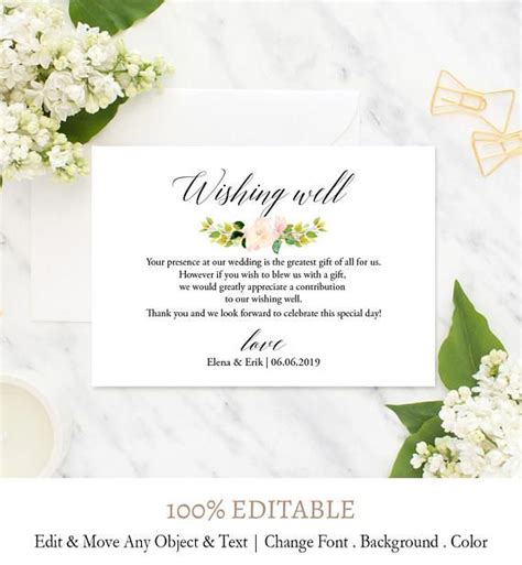 Editable Wedding Wishing Well Printable Diy Wishing Well Etsy Diy Wishing Wells Custom