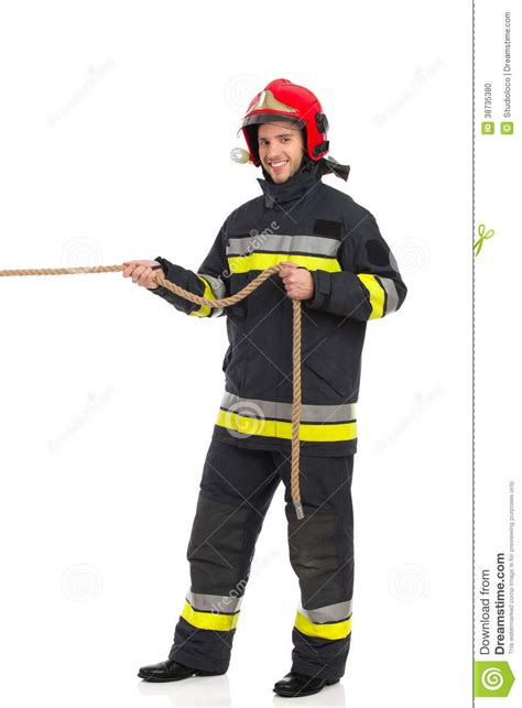 Firefighter Pulling A Rope Stock Photo Image Of Equipment 38735380