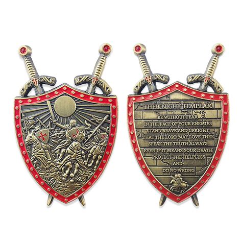 Knights Templar Challenge Coin Armor Of God Deus Vult Crusade Shield