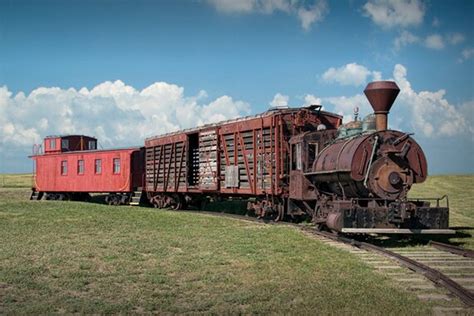 Old Vintage Railroad Train At 1880 Town In South Dakota A