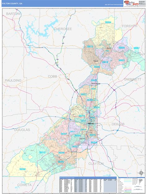 Fulton County Ga Wall Map Color Cast Style By Marketmaps Mapsales