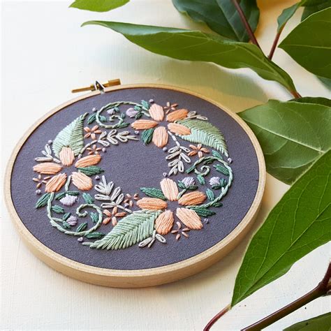 Floral Wreath Beginner Embroidery Pattern Pdf Jessica Long Embroidery