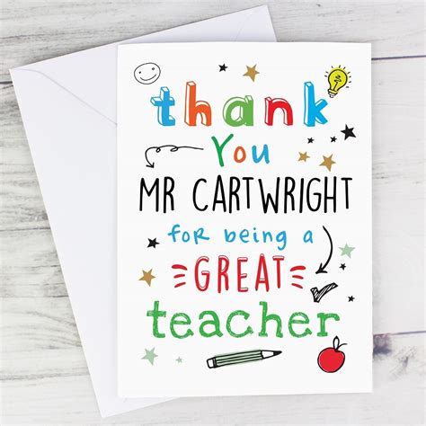Personalised Thank You Teacher Card Love My Ts