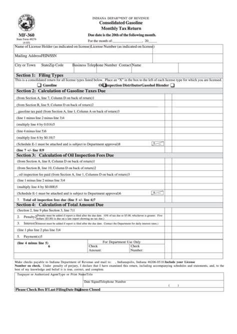 Form Mf 360 Consolidated Gasoline Monthly Tax Return 2003 Printable