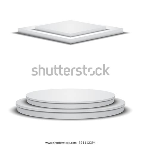 Two Empty White Stages Square Round Stock Vector Royalty Free