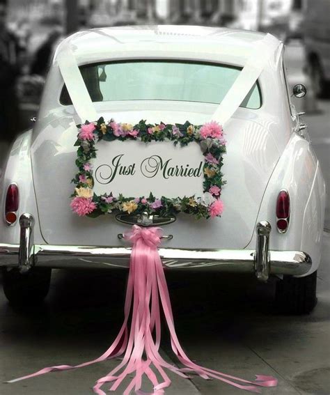 bride and 39 s cars dekoration auto hochzeit band pom poms romantische nachricht hochzeit