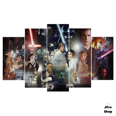 Star Wars Character Collage 5 Pieces Canvas Wall Art Framed Etsy