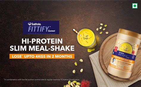 saffola fittify gourmet hi protein slim meal shake royal kesar pista buy 1 get 1 free 420 gm 12
