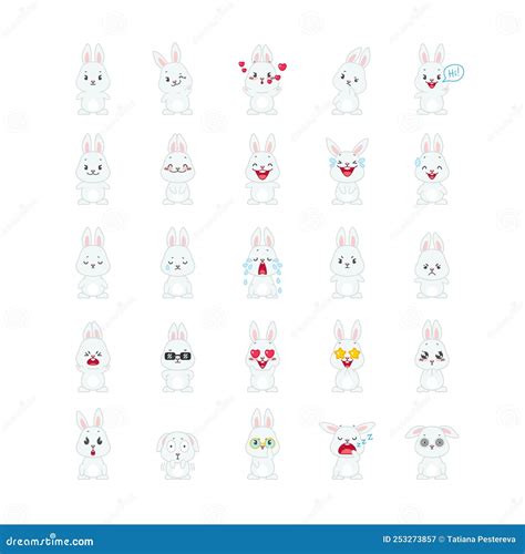 Cute Bunny Sticker Set Stock Vector Illustration Of Patch 253273857