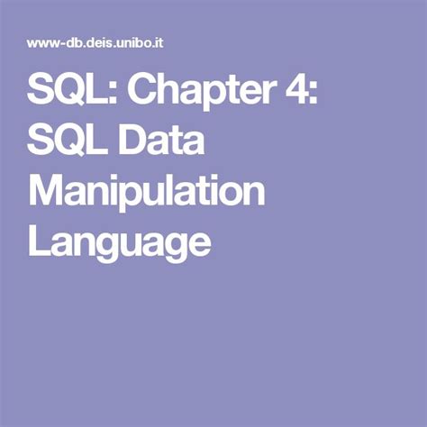Sql Chapter 4 Sql Data Manipulation Language