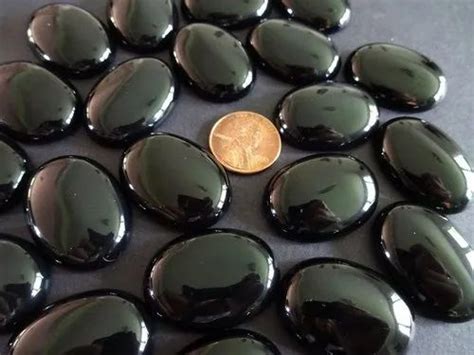 Natural Black Agate Oval Cabochon Polished Gem Natural Stone Extra