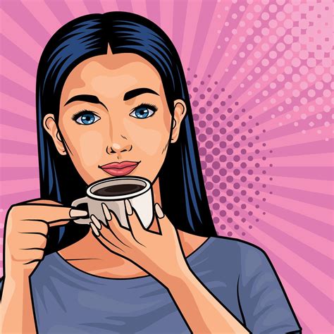 Girl Drinking Coffee Cup Scene 11234014 Vector Art At Vecteezy