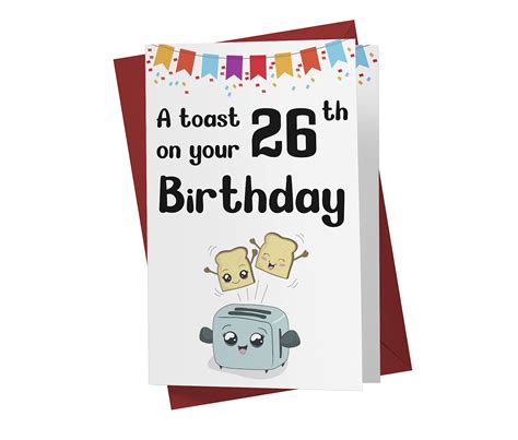 Buy Funny 26th Toast Birthday Card Funny 26 Years Old Anniversary