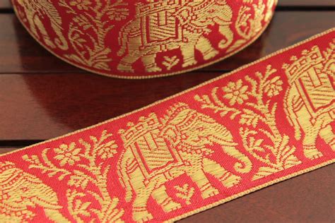 1 Yard Decorative Fabric Trim Red Wide Woven Ribbon