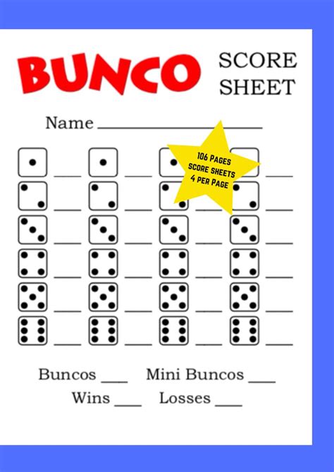 Buy Bunco Score Sheets Bunco Score Pads And Cards Dice Game Score