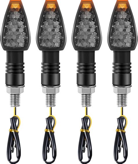 4 Pieces Motorcycle Turn Signal Lights Indicators Flowing