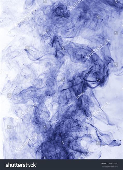 Blue Smoke On White Background Inversion Stock Photo 339223397