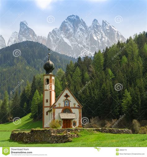 St Johann Church Santa Maddalena Val Di Funes Dolomites Ital