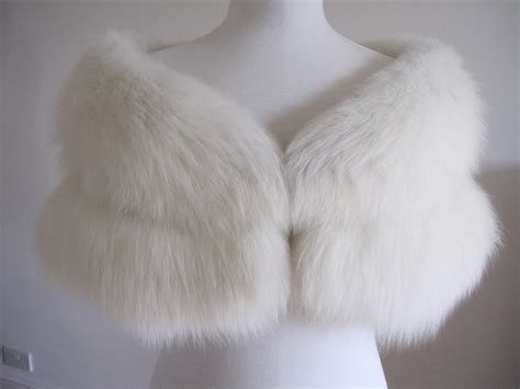 Vintage White Real Arctic Fox Fur Stole Wrap Cape Shrug Ebay