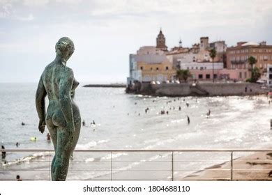 Statue Naked Woman Seen Back Overlooking Stock Photo