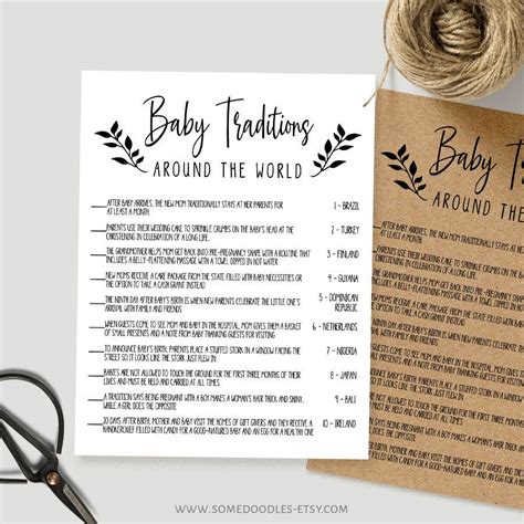 Baby Shower Games Printable Baby Traditions Around The World Game Pdf G Classy Baby Shower