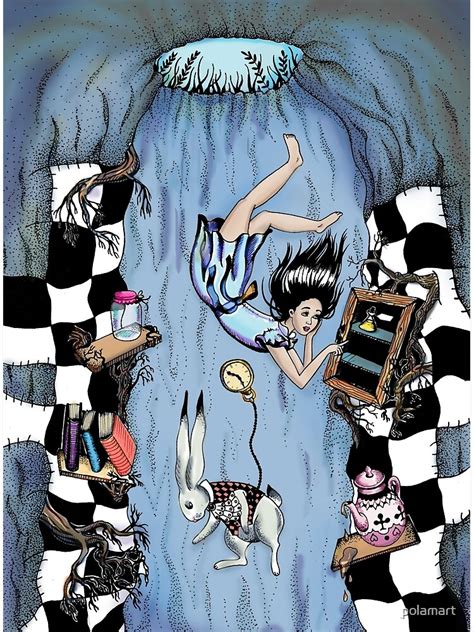 Illustration Art Alice In Wonderland Falling In A Rabbit Hole