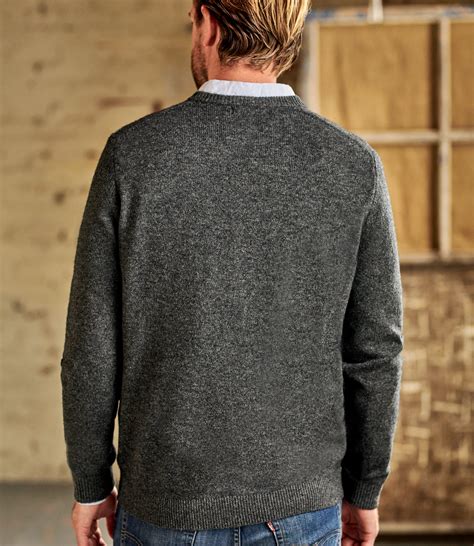 Charcoal Mens Lambswool V Neck Jumper Woolovers Uk