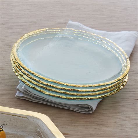 Artisan Glass Salad Plates Gold Rim Edgey By Annieglass