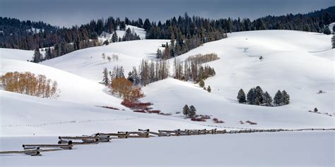 Sawtooth Mountains Winter Snow Fence Line Fine Art Print Photos By