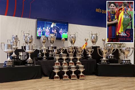 Lionel Messi S Glittering Trophy Cabinet Put On Show At Barcelona Legend S Teary Farewell Press