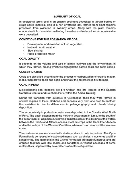 Summary Of Coal Pdf Anthracite Coal