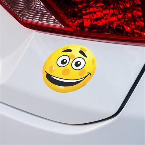 Cute Smiley Face Pickleball Vinyl Round Bumper Stickers Decals Etsy