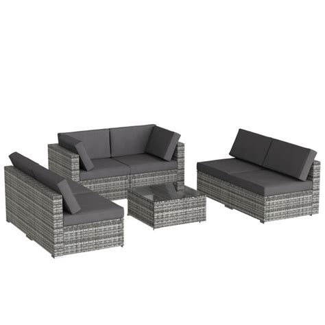 Ebern Designs Fixel Rattan 6 Person Seating Group With Cushions