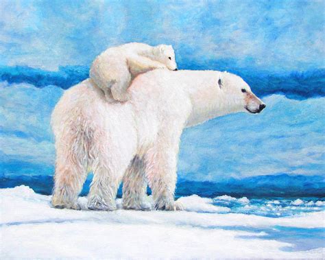 Polar Bear And Cub Painting By Charles Wallis Fine Art America