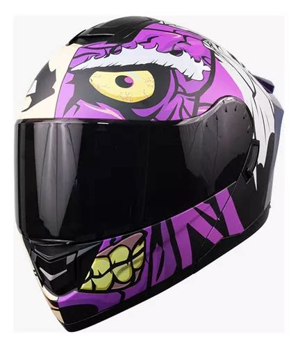 Casco Kov Abatible Caras Dc Comics Luz Led Certificado Color Lila Tama O Del Casco M Cm