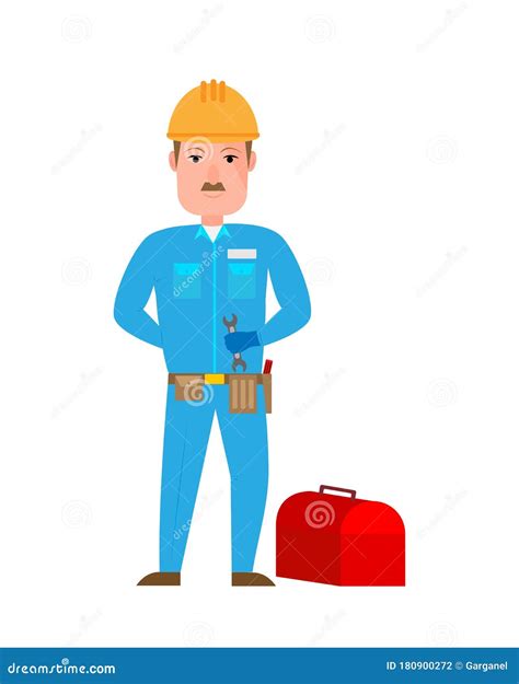 Man Repairman Worker With Tools Vector Illustration Work Characters