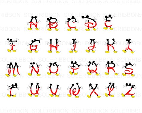 Mickey Alphabet Font Disney Svg Mickey Mouse Svg Disney Etsy