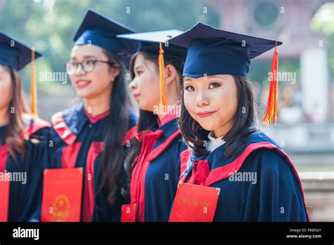 Hanoi Vietnam October 16 2016 Group Of Students Dressed In Caps