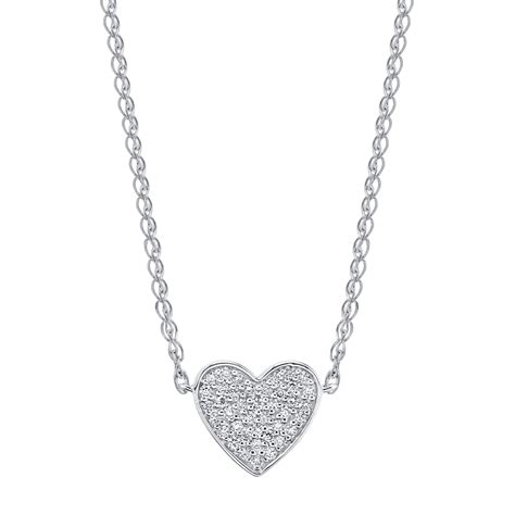 14k White Gold Diamond Floating Heart Necklace
