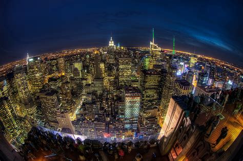 Wallpaper New York City Usa Megalopolis Hdr Horizon From Above Night