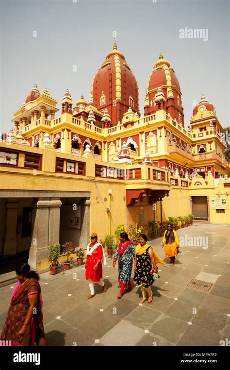 Indian People Visiting Birla Mandir Laxminarayan Temple In New Delhi