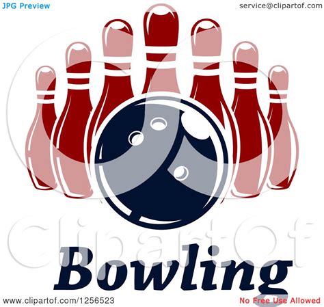 Clipart Of A Bowling Ball And Pins Over Text Royalty Free Vector Illustration By Vector