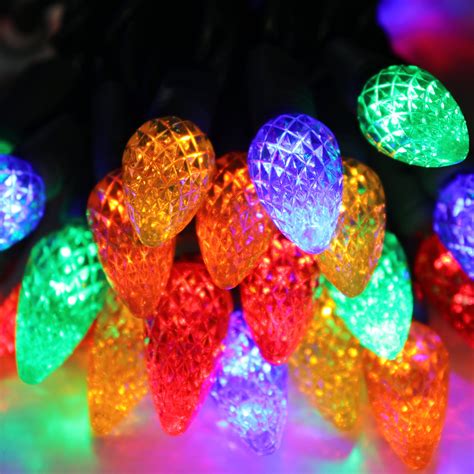 50 Light C6 Multicolor Led Christmas Lights 4 Spacing Green Wire