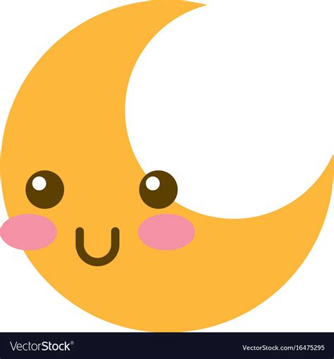 Cute Moon Kawaii Character Royalty Free Vector Image