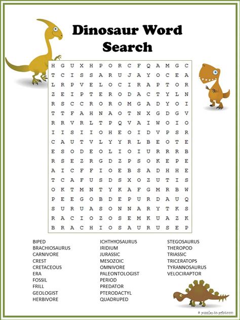 Free Printable Dinosaur Word Search Dinosaur Puzzles For Kids Kids