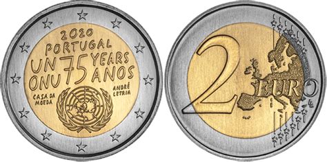 World Coin News Portugal 2 Euro 2020 75th Anniversary Of The United