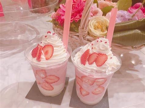 Strawberry Milkshake Pink Aesthetic Cute Desserts Kawaii Food