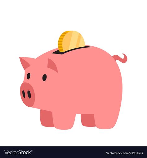 Piggy Bank With Gold Coin Royalty Free Vector Image