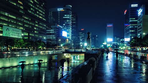 Cyberpunk Scenery During The Rain Downtown Seoul South Korea Cyberpunk