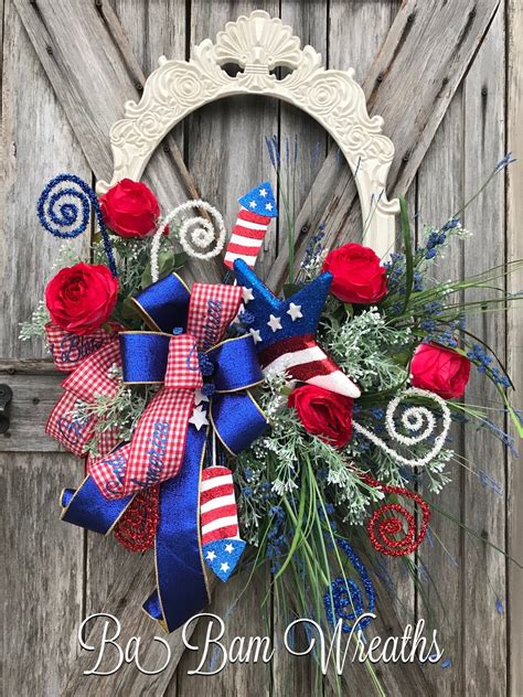 Patriotic Wreath Patriotic Decor Patriotic Door 4th Of July Wreath